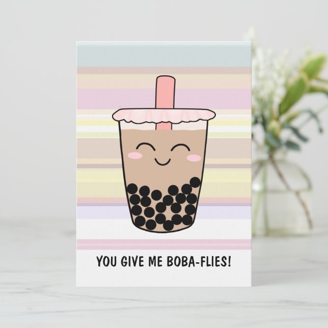 Cute Boba Mjölk Tea Pun-inbjudan Inbjudningar (Stående Fram)