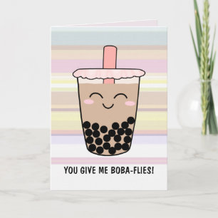 Cute Boba Mjölk Tea Pun Kort