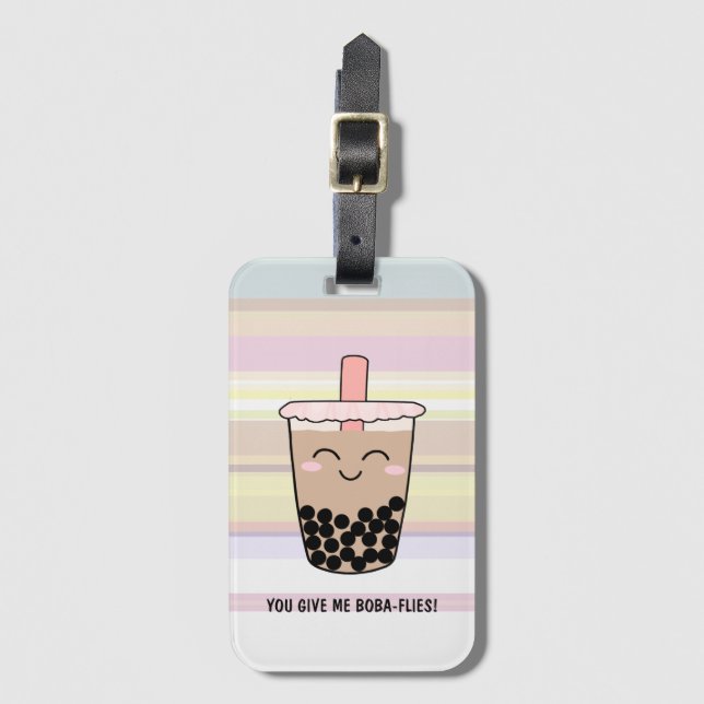 Cute Boba Mjölk Tea Pun Luggage Tag Bagagebricka (Framsida vertikal)