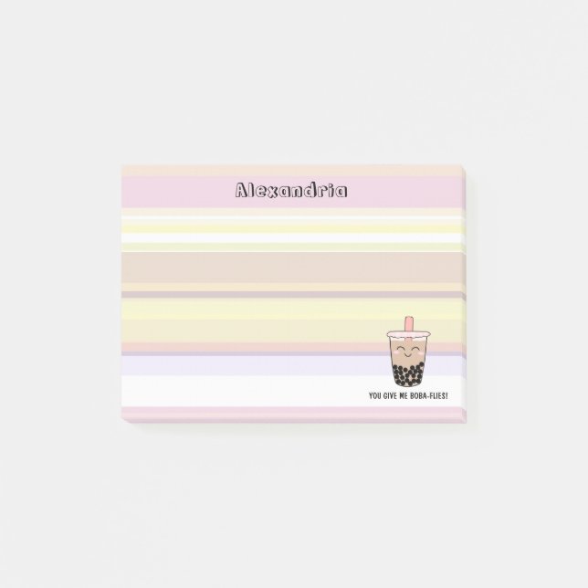 Cute Boba Mjölk Tea Pun Post-it Notes (Framsida)