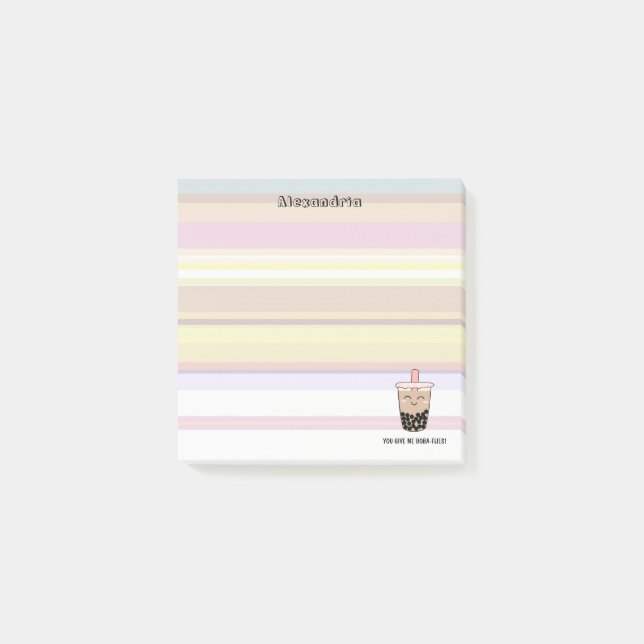 Cute Boba Mjölk Tea Pun Post-it Notes Block (Framsida)