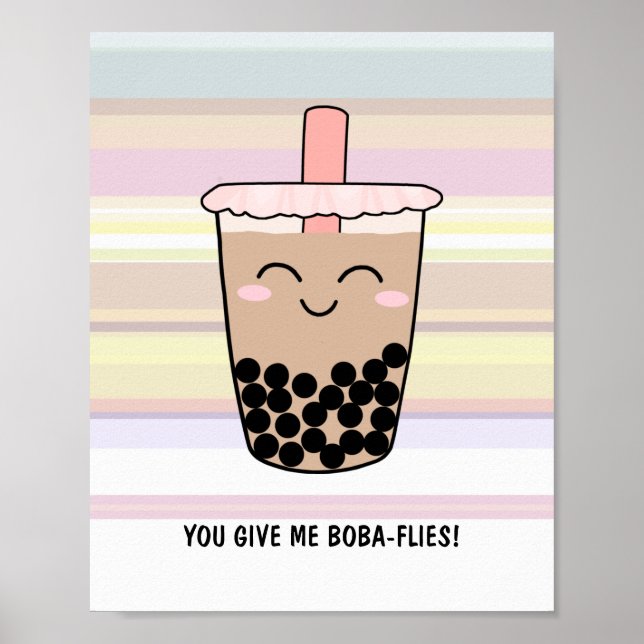 Cute Boba Mjölk Tea Pun Poster (Framsidan)