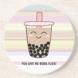 Cute Boba Mjölk Tea Pun Sandstone Underlägg