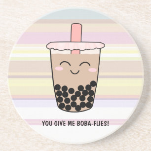 Cute Boba Mjölk Tea Pun Sandstone Underlägg
