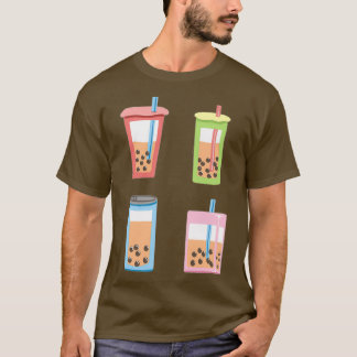 Cute Boba Mjölk Tea Set Sticker Lakan T Shirt