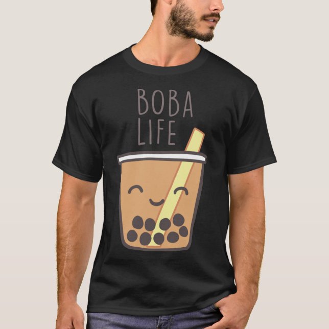 Cute Boba Pearl Tapioca Mjölk Tea Life T Shirt (Framsida)