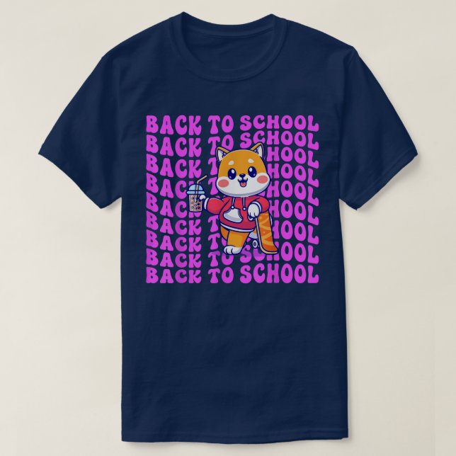 Cute Boba Tea Back to school Lycklig första dagen T Shirt (Design framsida)
