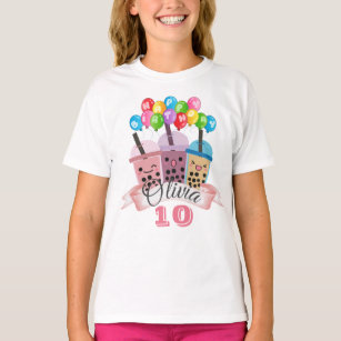 Cute Boba Tea Födelsedagsfest Firande T-Shirt