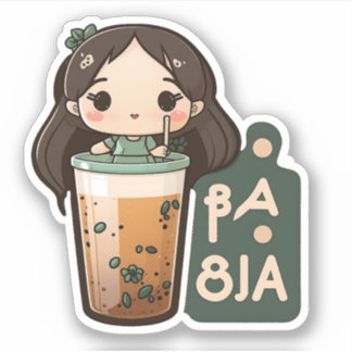 Cute Boba Tea Girl Klistermärken