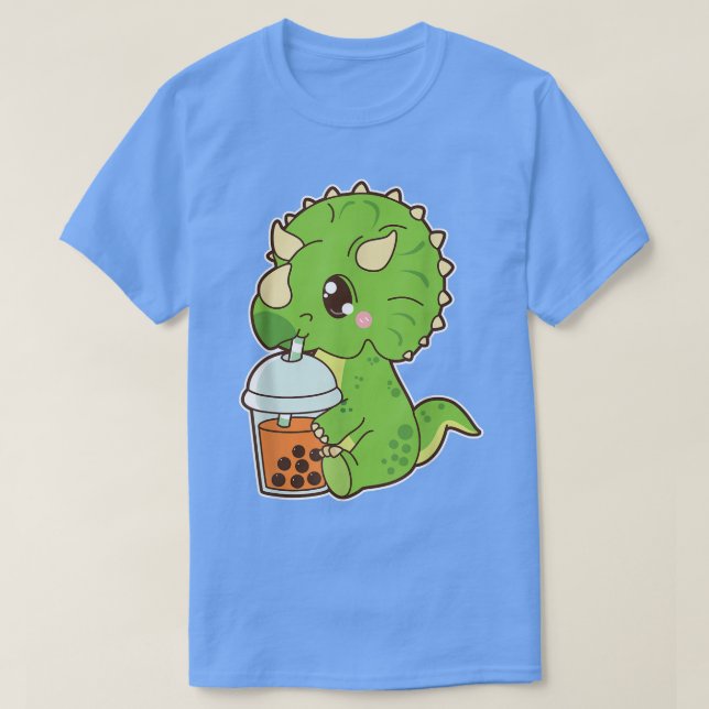 Cute Boba Triceratops Dinosaur Thai Iced Bubble Mi T Shirt (Design framsida)