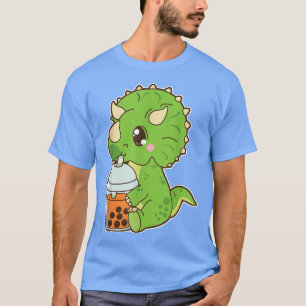 Cute Boba Triceratops Dinosaur Thai Iced Bubble Mi T Shirt