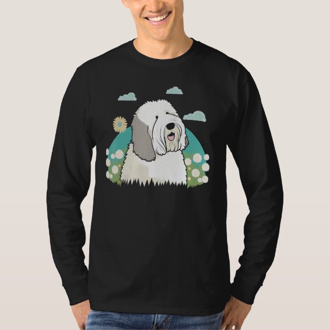 Cute Bobtail Dog on Old English Sheepdog  2 T Shirt (Framsida)