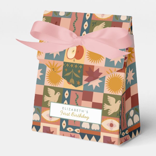 Cute Bohemian Celestial Patchwork Presentaskar (Framsidan Sidan)