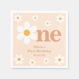 Cute Bohemian Daisy första födelsedagen Pappersservett