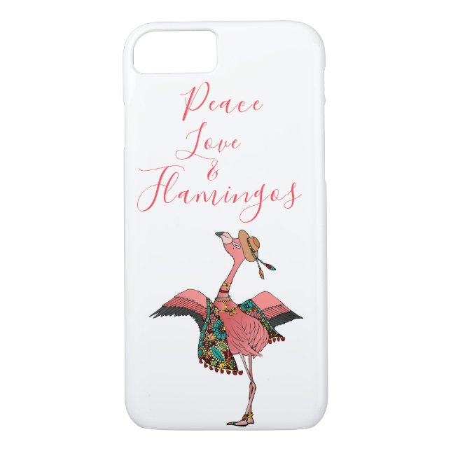 Cute Bohemian Flamingo Peace Kärlek & Flamingos Case-Mate iPhone Skal (Baksida)
