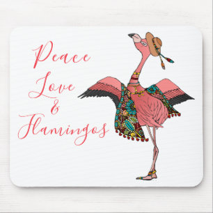 Cute Bohemian Flamingo Peace Kärlek & Flamingos Musmatta