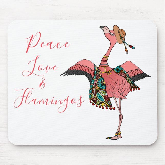 Cute Bohemian Flamingo Peace Kärlek & Flamingos Musmatta (Framsidan)