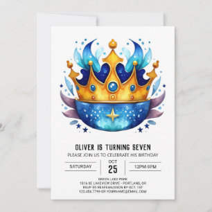 Cute Bohemian Prince Krona Birthday Inbjudningar