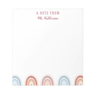 Cute Bohemian Rainbow Teacher's Anteckningsblock