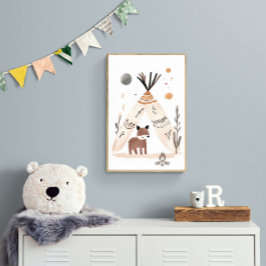 Cute Bohemian Tält & Nature Scene Wall Art för Kid Poster