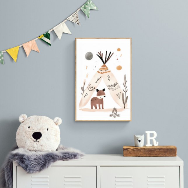 Cute Bohemian Tält & Nature Scene Wall Art för Kid Poster (Skapare uppladdad)