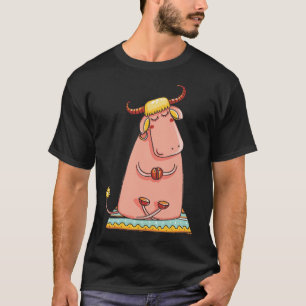 Cute Bohemian Yoga Cow Lotus Position Zen Meditati T Shirt