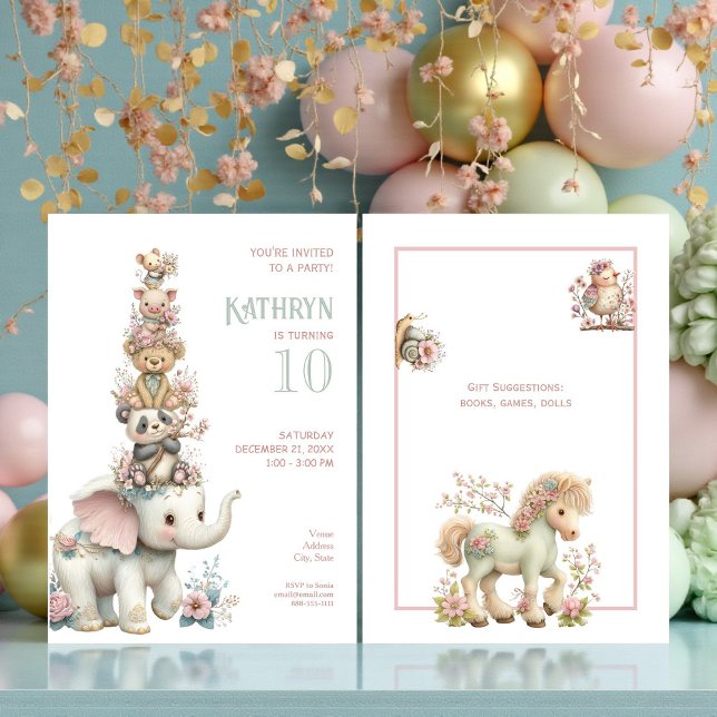 Cute Boho Animal Birthday Party Inbjudningar (Skapare uppladdad)