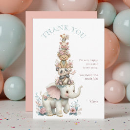 Cute Boho Animal Birthday Party Tack Kort