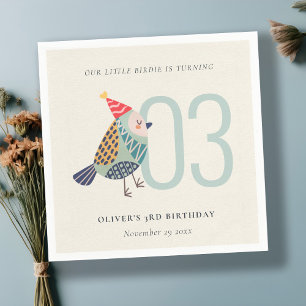 Cute Boho Aqua Blue Birdie oavsett ålder Pappersservett