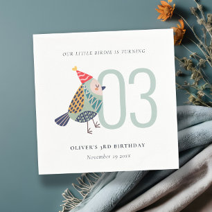 Cute Boho Aqua Blue Birdie oavsett ålder Pappersservett