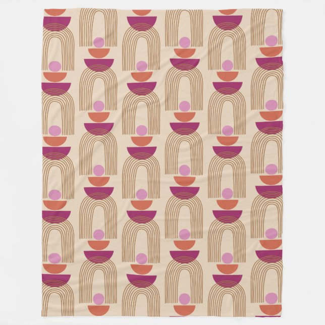 Cute Boho Arch Line Shapes in Fuchsia and Guld Fleecefilt (Framsidan)