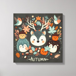 Cute Boho Autumn Hedgehog wandewall Decal Canvastryck