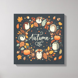 Cute Boho Autumn Hedgehog wandewall Decal Canvastryck