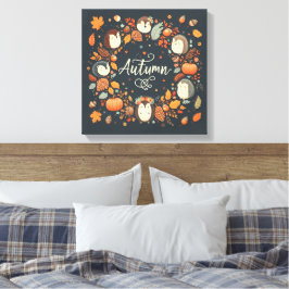 Cute Boho Autumn Hedgehog wandewall Decal Canvastryck