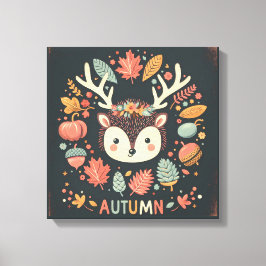 Cute Boho Autumn Hedgehog wandewall Decal Canvastryck