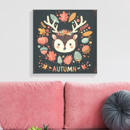 Cute Boho Autumn Hedgehog wandewall Decal Canvastryck