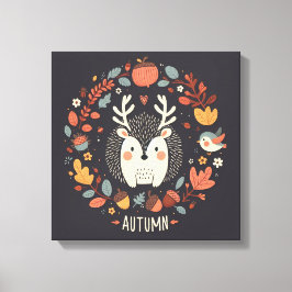 Cute Boho Autumn Hedgehog wandewall Decal Canvastryck
