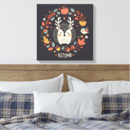 Cute Boho Autumn Hedgehog wandewall Decal Canvastryck