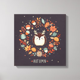 Cute Boho Autumn Hedgehog wandewall Decal Canvastryck