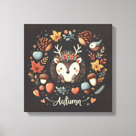 Cute Boho Autumn Hedgehog wandewall Decal Canvastryck