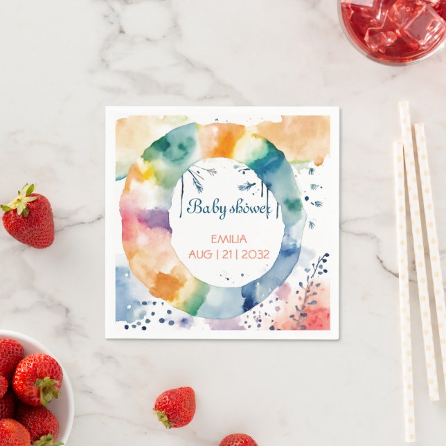 Cute BOHO Baby Shower Anpassningsbar Pappersservett (Insitu)