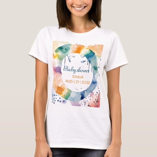 Cute BOHO Baby Shower Anpassningsbar T Shirt (Framsida)