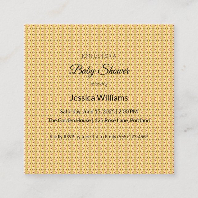 Cute Boho Baby Shower Gender Neutral, Anpassade Fyrkantigt Visitkort (Framsida)