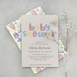 Cute Boho Baby Shower Inbjudningar