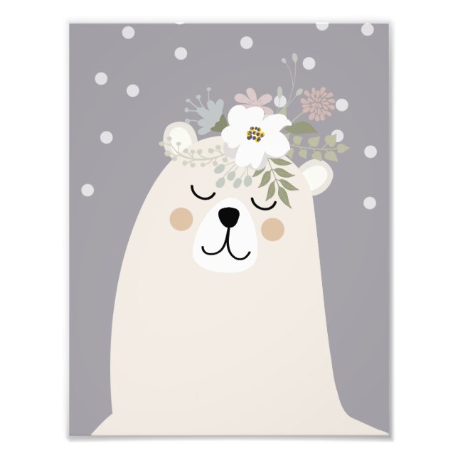 Cute Boho Bear Nursery Decor Artwork Poster (Framsidan)