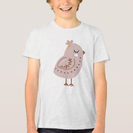 Cute Boho Bird Illustration in Neutral Pastel  T Shirt