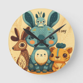 Cute boho blommigt kanin anpassningsbar rund klocka