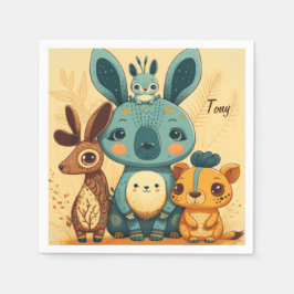 Cute boho blommigt kanin anpassningsbar runt klock pappersservett