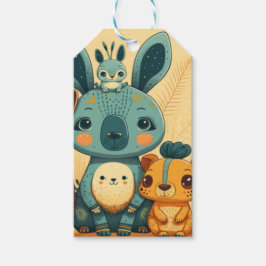 Cute boho blommigt kanin anpassningsbar runt klock presentetikett