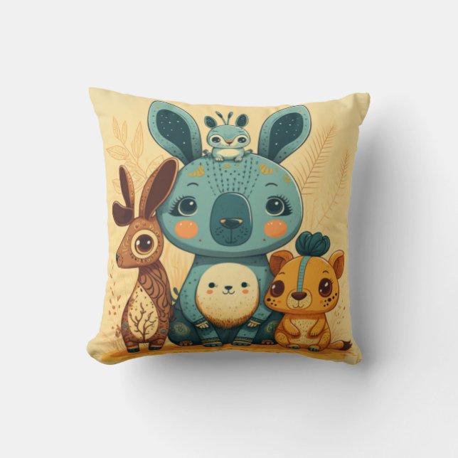 Cute boho blommigt kanin kudde (Framsida)
